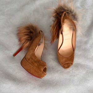 Christian Louboutin Lady Fur 150 Suede Royal/ Fox